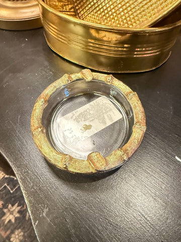 Glass and gold ashtray