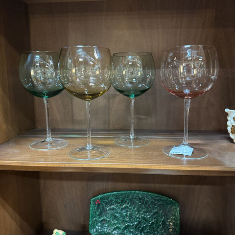 Set of 4 Stemmed 7.5" Colorful Glasses W1965