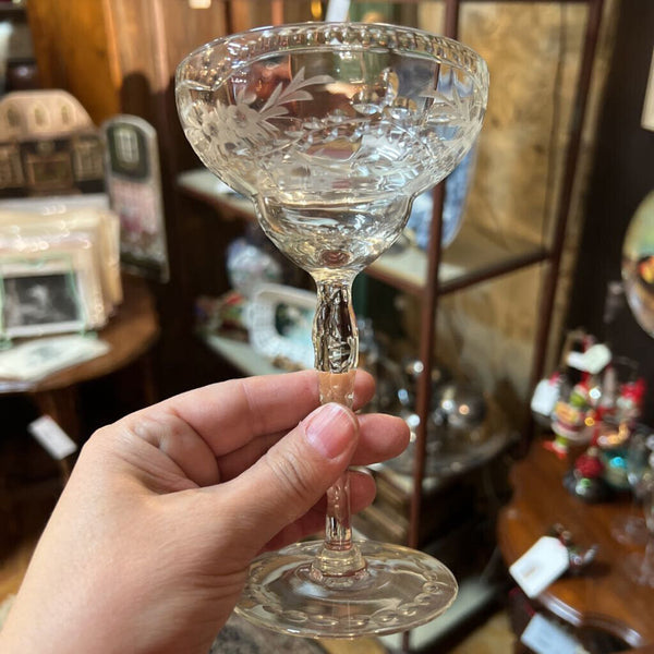 Set of 7 Vintage Libbey Champagne Stemware Glass. Rock Shape crystal 5.25"