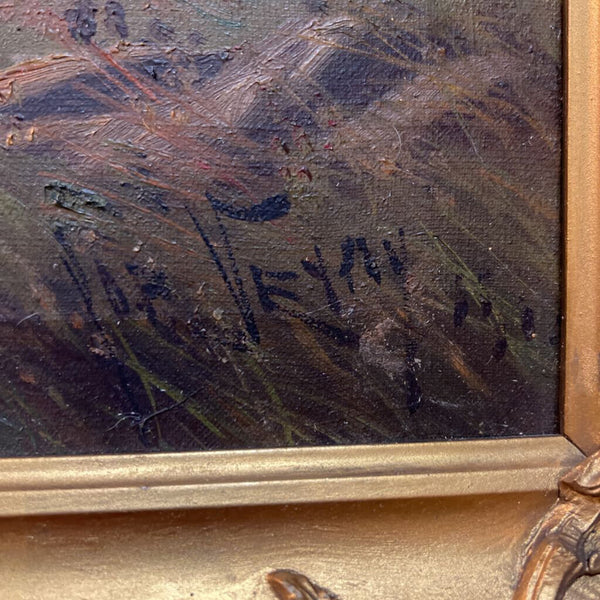 Antique Signed Sheep in Field 26x20" frame