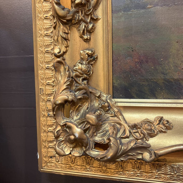 Antique Signed Sheep in Field 26x20" frame