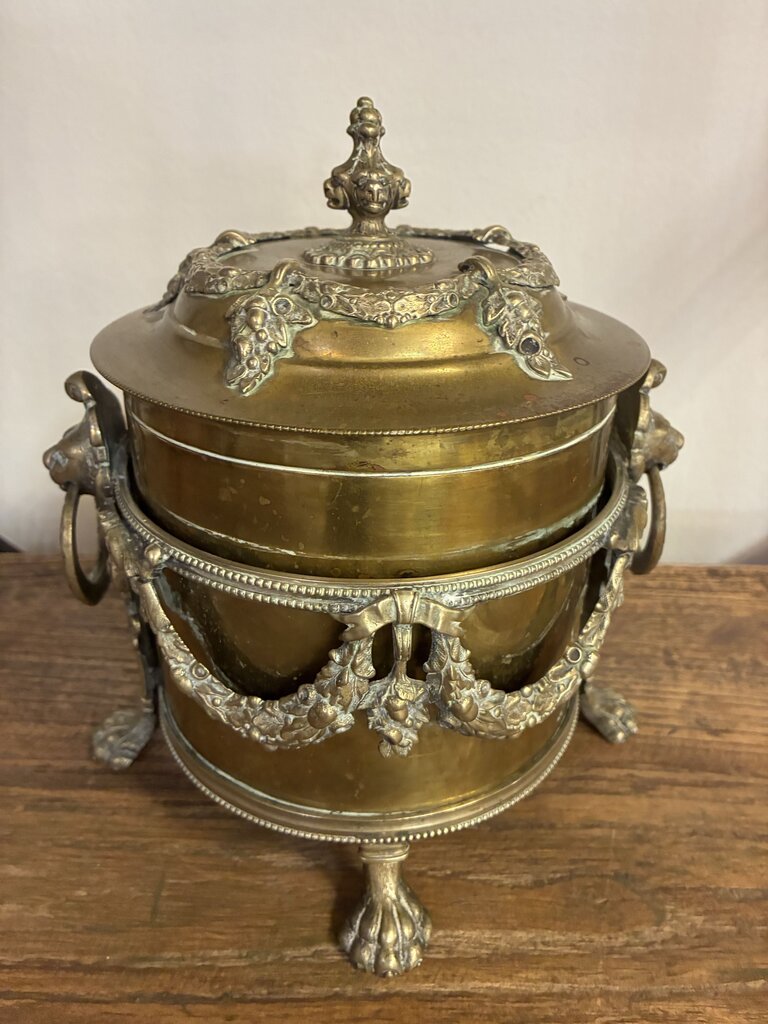 Vintage English Brass Biscuit Jar 8" x 8"