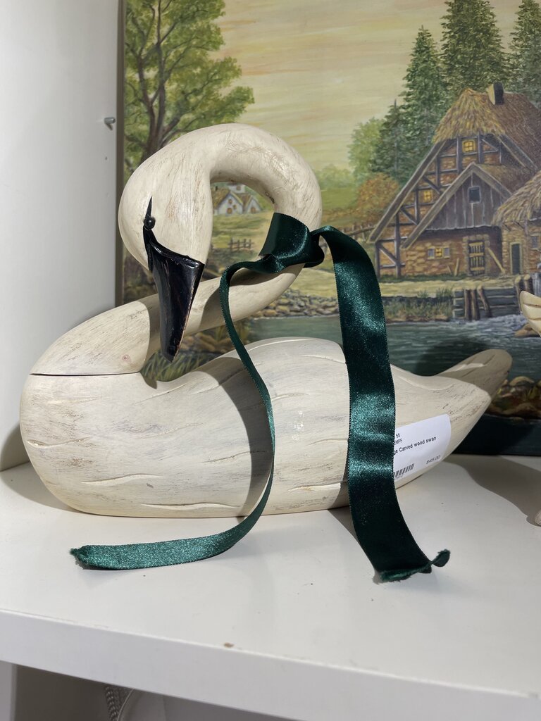 Vintage Carved wood swan