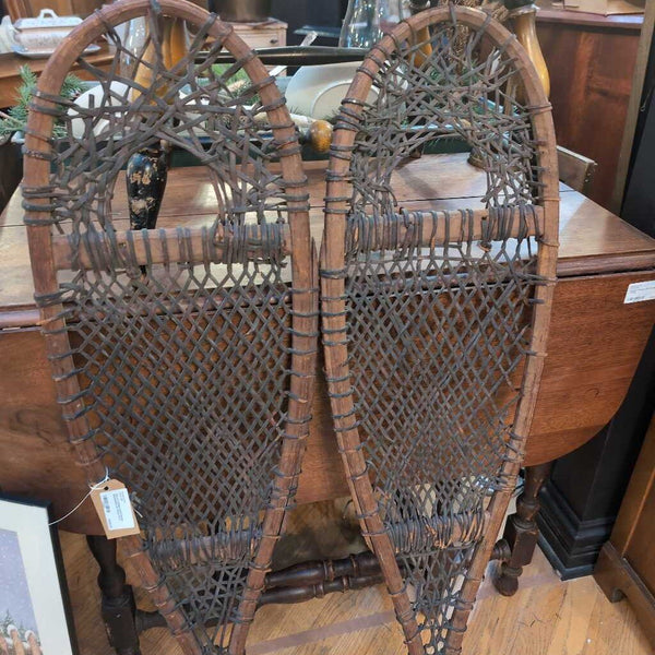 Pair of Antique Hand Woven Snowshoes as Found. 44 in