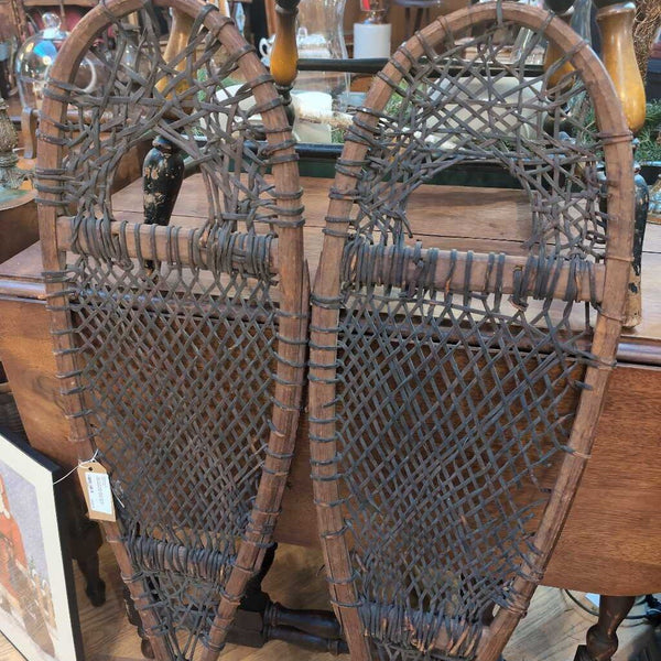 Pair of Antique Hand Woven Snowshoes as Found. 44 in