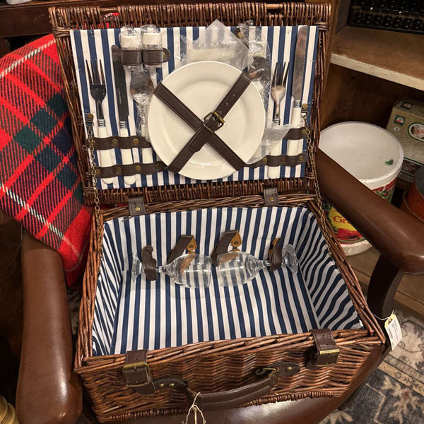 Wicker Picnic Basket with contents