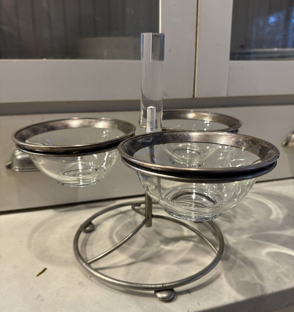 Lucite and silver rim condiment server