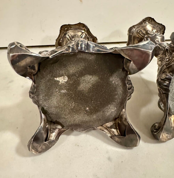 Sweden sterling Silver weighted rococo style candle holders 6.5" x 4" pair