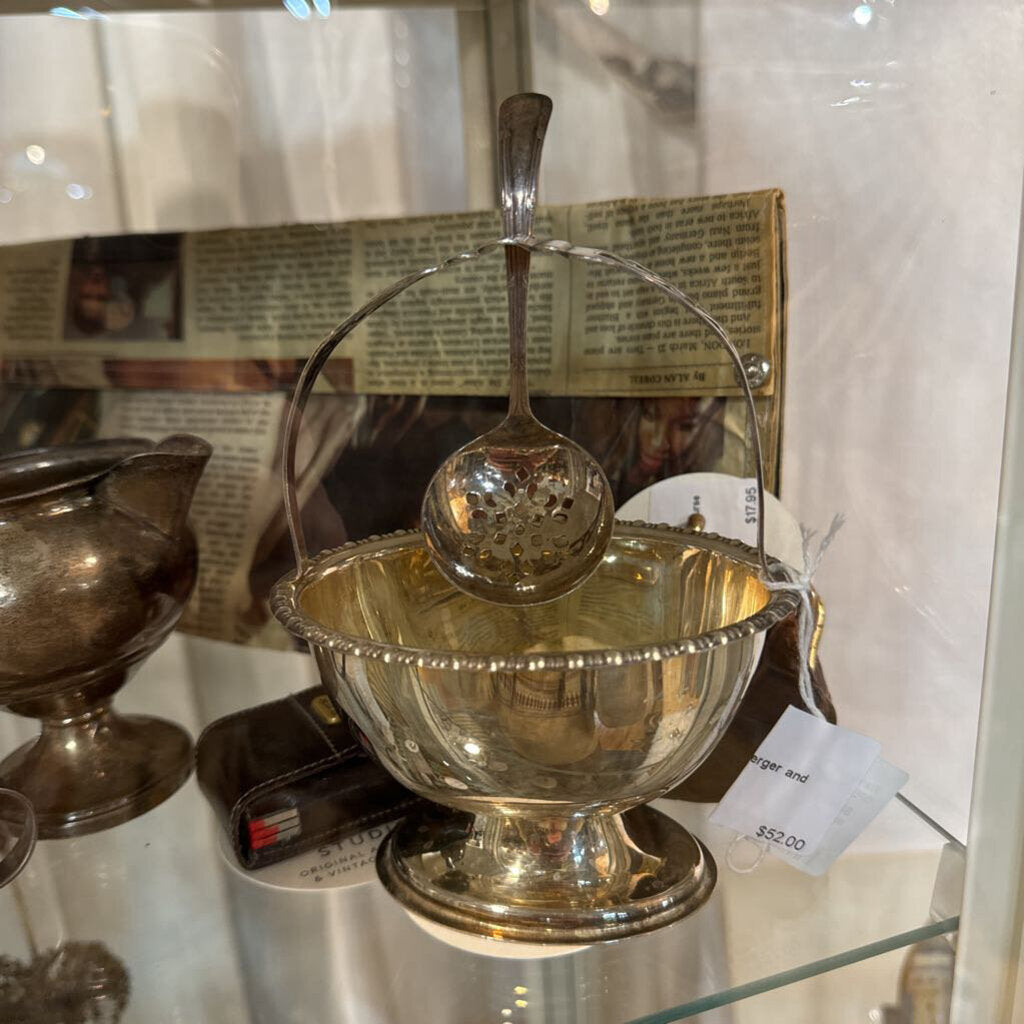 Silver plate relish server and spoon