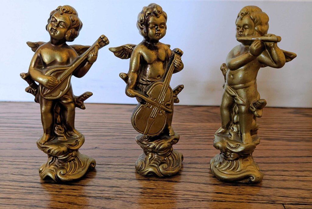 Vintage Gold Musical Cherubs 6" - 3/SET