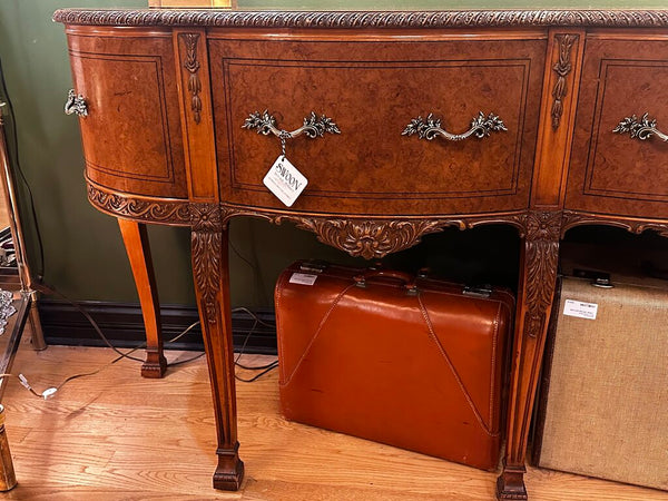 ANTIQUE BURLED WOOD QUEEN ANNE BUFFET, 68"W x 38"H x 21"D. IN STORE PICKUP
