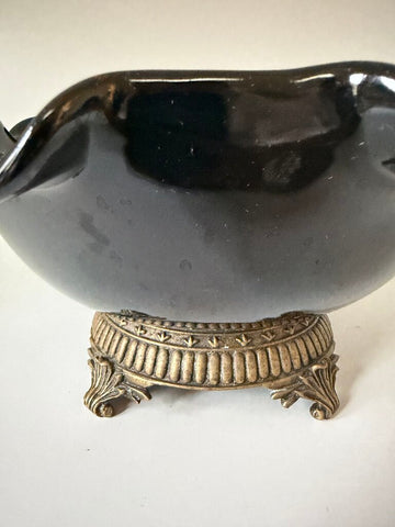 0391 Black Porcelain Ruffled Bowl