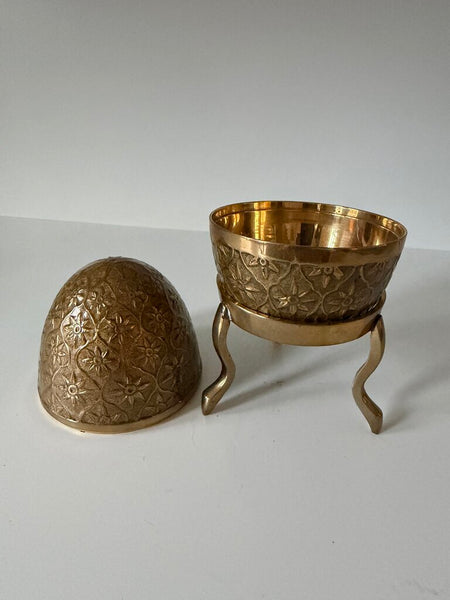 0103 Brass Enamel Embossed Egg on Stand