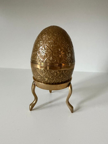 0103 Brass Enamel Embossed Egg on Stand