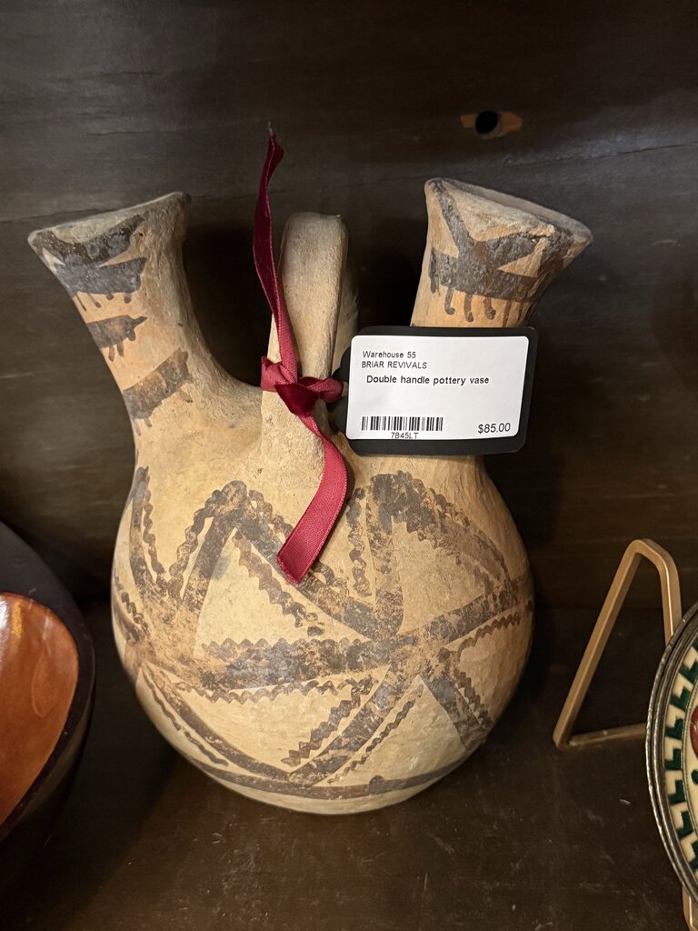 Double handle pottery vase
