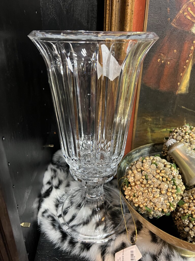 Vintage lead Crystal hurricane and stand
