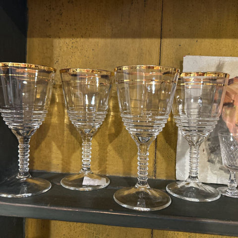 GOLD RIMMED STEM WARE SET OF 4