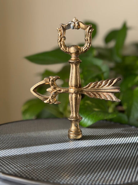 0860 Brass 3 arm bow swag bouillette lamp (works)