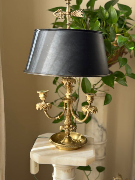 0860 Brass 3 arm bow swag bouillette lamp (works)