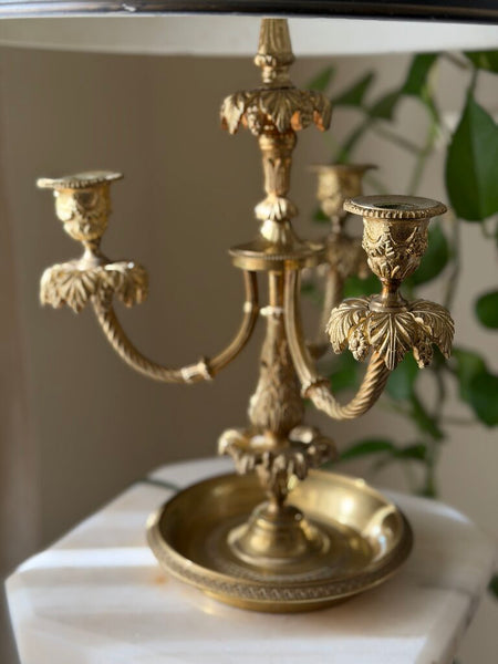 0860 Brass 3 arm bow swag bouillette lamp (works)