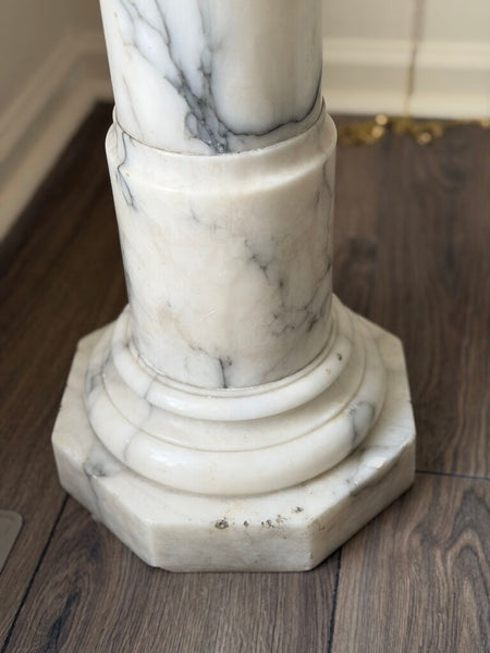 0943 Antique Italian Alabaster Pedestal Column
