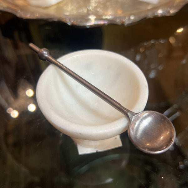 Alabaster salt Cellar w Spoon