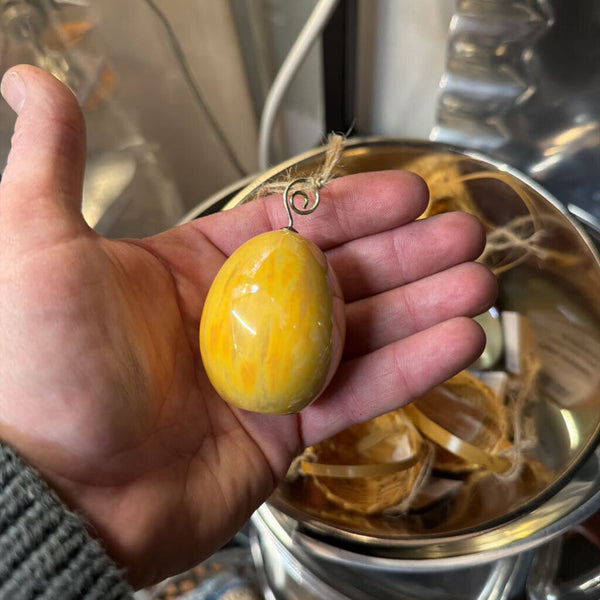 Pastel ceramic egg ornament