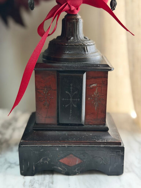 0402 C. 1850's French Marble and Bronze Mantle Garnitures