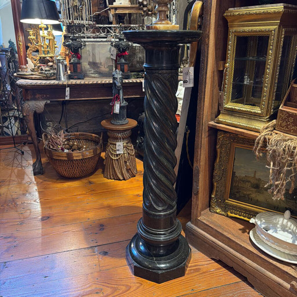 1009 spinning 19th century Italian hand carved Green marble pedestal AS IS In Store Pick Up