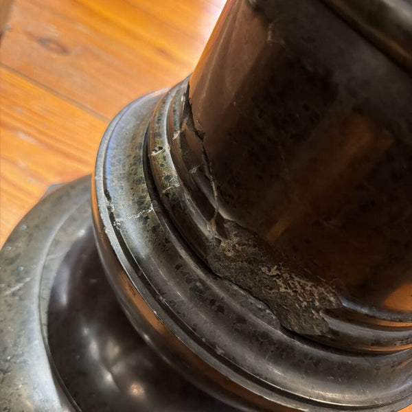 1009 spinning 19th century Italian hand carved Green marble pedestal AS IS In Store Pick Up