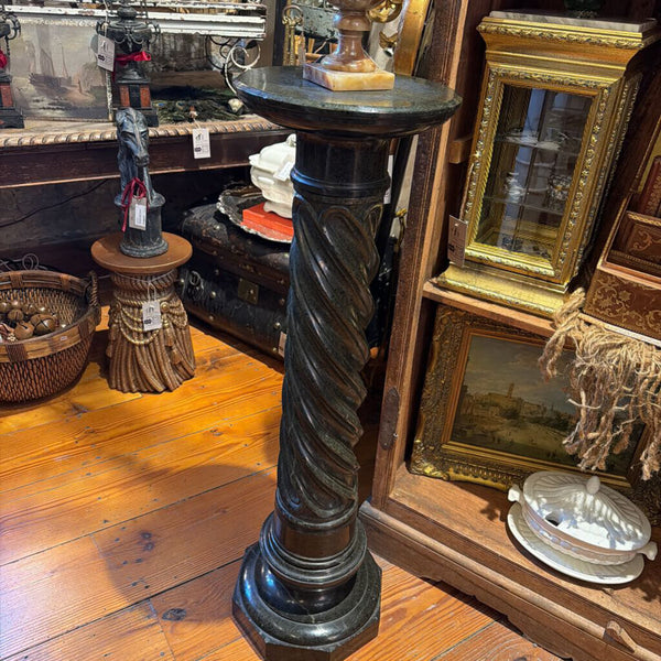 1009 spinning 19th century Italian hand carved Green marble pedestal AS IS In Store Pick Up