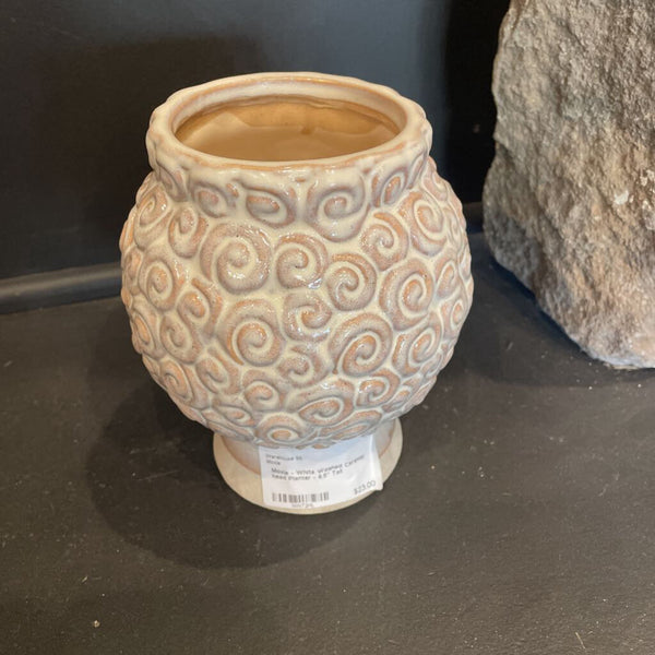 Moxie - White Washed Ceramic head Planter - 6.5" Tall