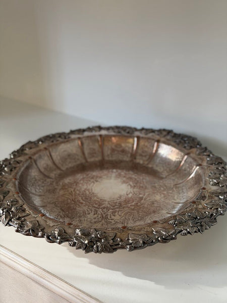 0036 Round English Silver over Copper Serving Tray