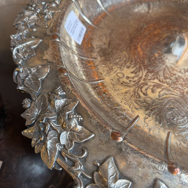 0036 Round English Silver over Copper Serving Tray