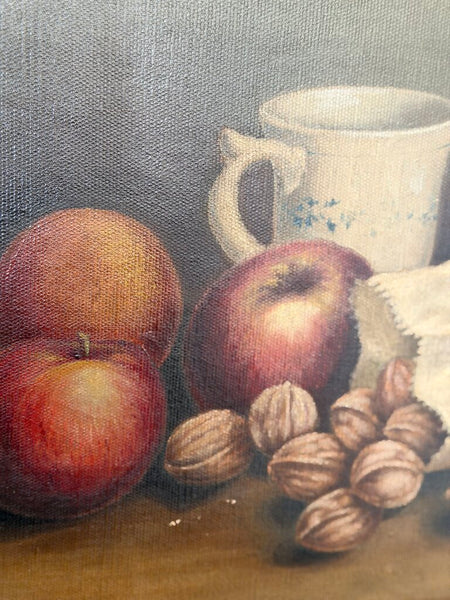 0082 European Walnuts & Apples 19th Century Still Life Painting