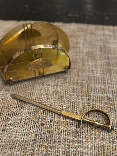 Vintage Brass Letter Holder w/ Opener