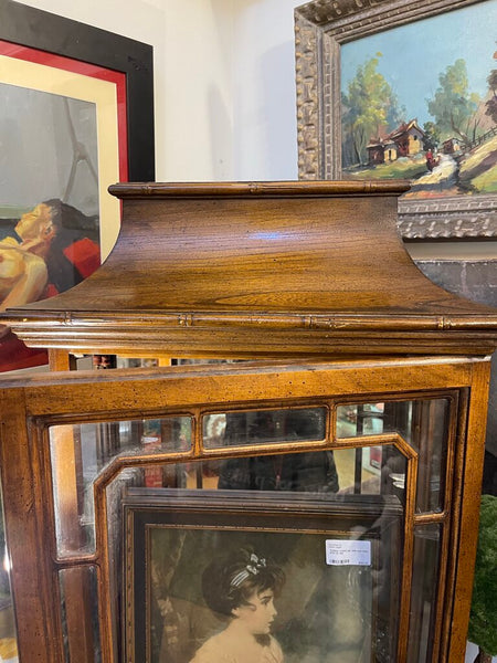 Vintage Pagoda mirrored back style display cabinet as is. IN STORE PICK UP ONLY