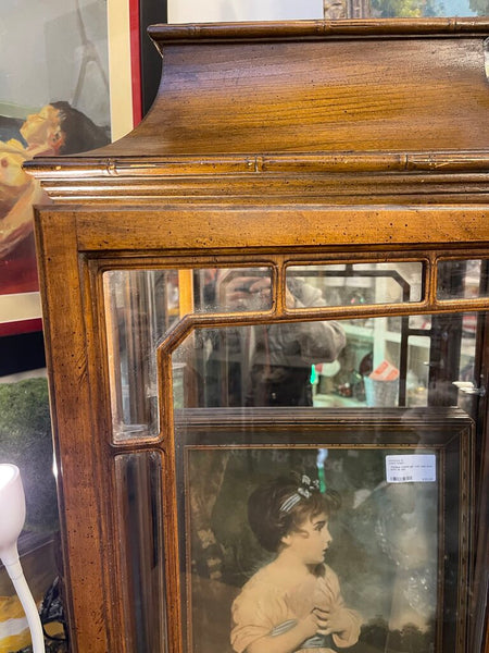 Vintage Pagoda mirrored back style display cabinet as is. IN STORE PICK UP ONLY