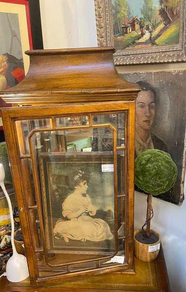 Vintage Pagoda mirrored back style display cabinet as is. IN STORE PICK UP ONLY