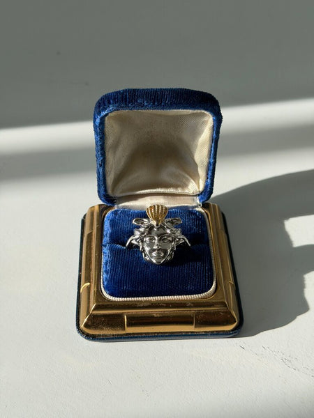 1254 Silver-tone Medusa Ring Size 9