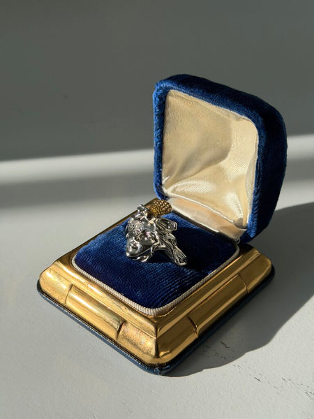 1254 Silver-tone Medusa Ring Size 9