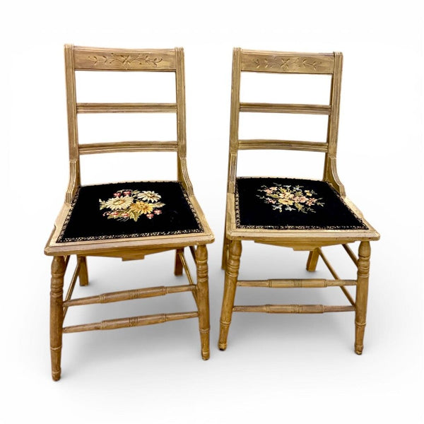 Set of 2 Vintage Needlepoint Chairs IN STORE PICKUP ONLY