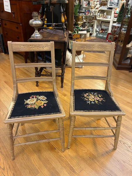 Set of 2 Vintage Needlepoint Chairs IN STORE PICKUP ONLY