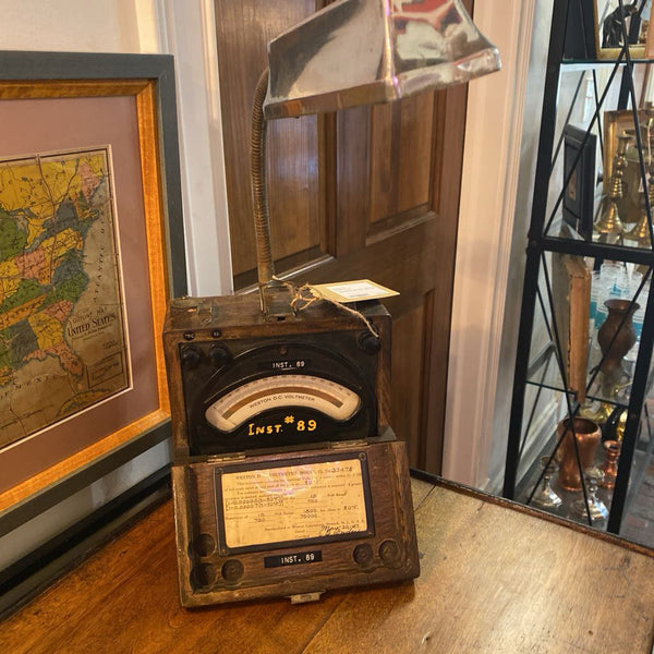 Repurposed volt meter desk lamp