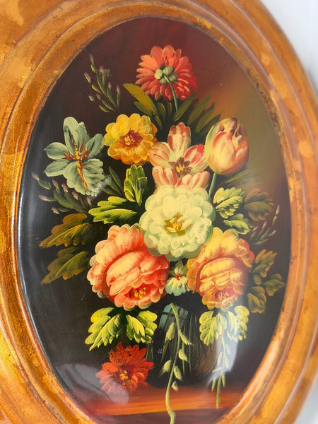 0140 Oval Convex Floral Painting