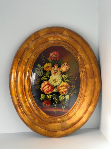 0140 Oval Convex Floral Painting