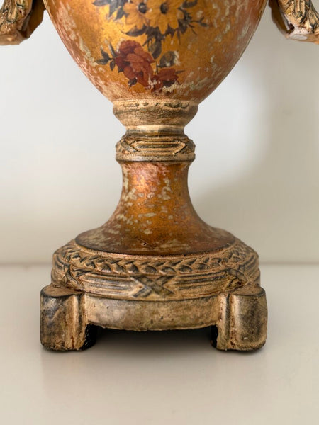0287 Distressed Gold Painted Resin Urn