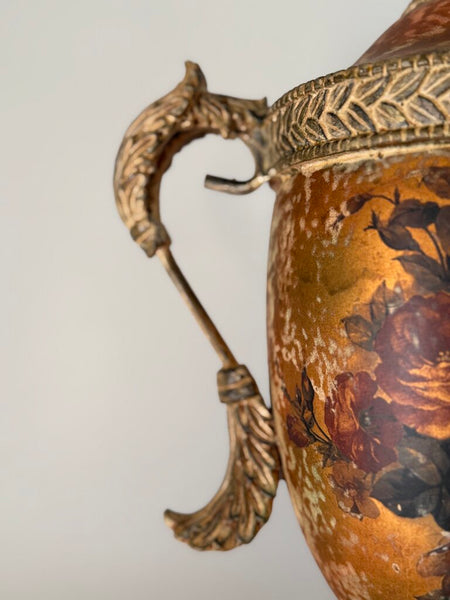 0287 Distressed Gold Painted Resin Urn