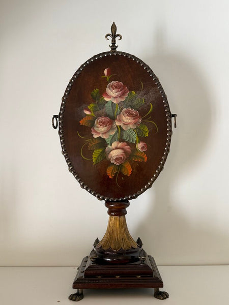 0130 double sided Floral painting mirror on stand