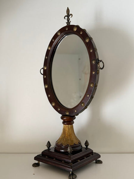 0130 double sided Floral painting mirror on stand